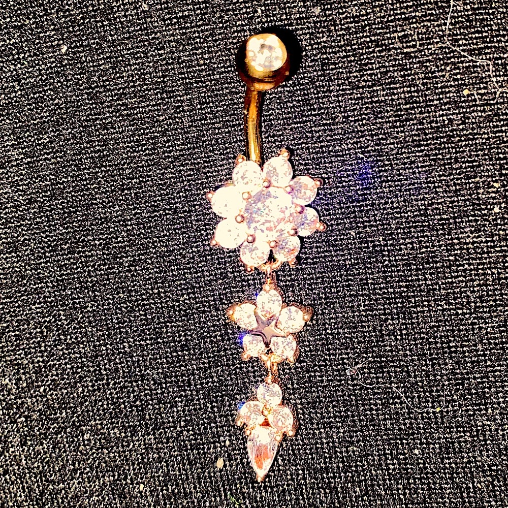 Gold Stainless Steel drop level belly button ring